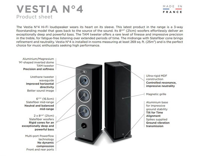 cấu hình của Loa Focal Vestia No4